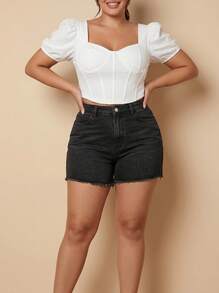 Mobula Sound Plus Size Women's Casual Fashion Elastic Skinny Jeans Black Summer - Black - View 1