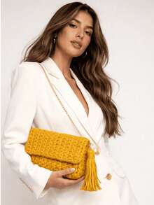 Women's Crochet Party Bag - Terracotta - View 3