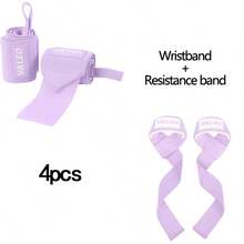 4 Pieces Fitness Wrist Wraps + Lifting Straps Combo, Adjustable Gym Wrist Support Bands, Durable Weightlifting Assist Straps For Bodybuilding & Strength Training - Multicolor - View 8
