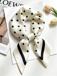 1pc Luxury Fashion Women's Polka Dot Print Silk Scarf, 27.56in*27.56in, Suitable As Spring Dress Accessory - Multicolor - View 7