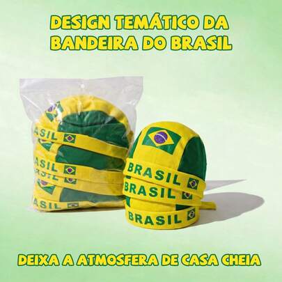 Bandana‑Touca Patriota Verde e Amarela para Torcedores, Tecido Macio e Respirável, Perfeita para Jogos, Festas e Passeios Temáticos Brasileiros
