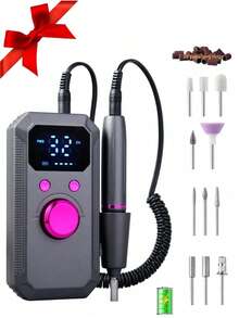 專業無線電動美甲磨甲機，可充電便攜式壓克力凝膠美甲修甲組，附11個磨頭與20個磨砂環，高速無線電動美甲修甲機，適用於凝膠美甲卸除、美甲、足部護理、美甲沙龍與居家DIY禮物，返校、秋季、旅行必備 - 彩色 - 查看 11