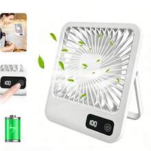 180° Adjustable Tilt Portable Rechargeable USB Fan, Foldable Personal Fan With Power Display, 5 Wind Speeds, Super Quiet Desk Fan, Battery Capacity: 600mAh - Multicolor - View 5