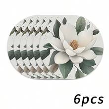 1/2/4/6/8/300入 豪華日常餐墊,海棠花與樹枝圖案,深藍色底,可機洗聚酯纖維材質,防污防水易清潔,適合派對與廚房裝飾 - 彩色 - 查看 16