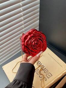 Mini Floral Acrylic Frame Red Evening Bag For Women, New Style Versatile Chain Shoulder Crossbody Bag - Red - View 12