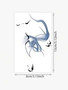1pc Traditional Chinese-Style Blues Ink Wash Abstract Lines Pattern Tattoo Sticker, Temporary Tattoo Sticker, Simulated Tattoo Design, Suitable For Travel, Music Festival, Games, Graduation Gifts, Lasts For 3-5 Days - Multicolor - View 6