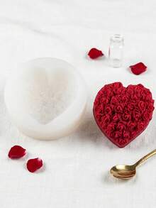 1pc Heart Rose Silicone Mold, Suitable For Cake Decoration, Chocolate, Pudding, Candy Silicone Mold - Multicolor - View 6
