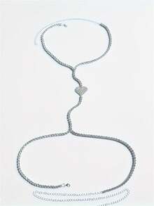 Women's Classic Bra Chain Body Jewelry, Sparkling Rhinestone Design, Sexy Party Accessory - Silver - View 2