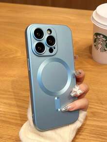 1 Piece Magnetic Phone Case, Magnetic Induction Slim Phone Case, Compatible With IPhone 16/16Pro/16Plus/16ProMax - Baby Blue - View 1