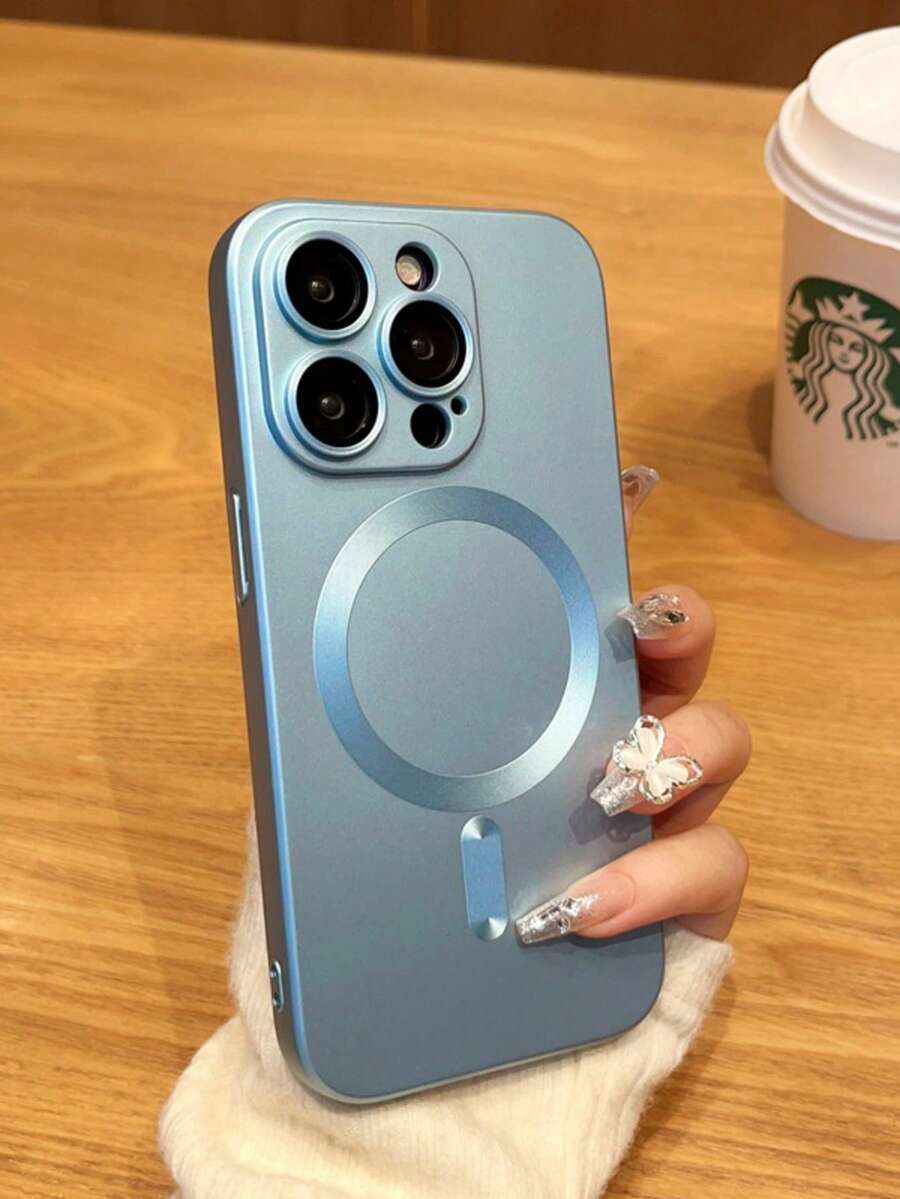1 Piece Magnetic Phone Case, Magnetic Induction Slim Phone Case, Compatible With IPhone 16/16Pro/16Plus/16ProMax - Baby Blue - View 1
