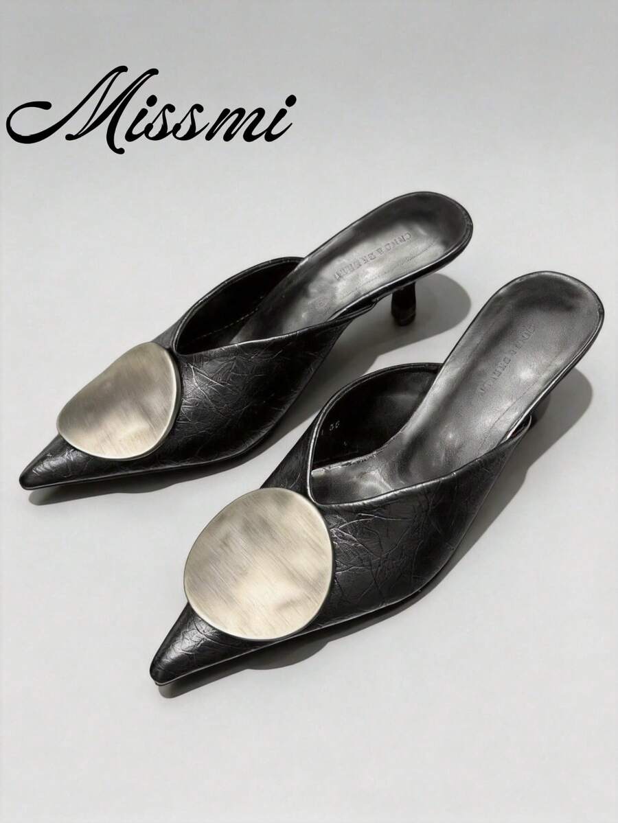 Women's Fashion Pointed Toe High Heel Pumps,Kitten Heels,Mules - Black - View 1