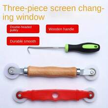 3pcs Window And Door Screen Replacement Roller Tool Set, Wooden Handle Metal Roller, Plastic Steel Window Strip Roller, Plastic Screen Roller, Complete Screen Installation Kit - Includes Replacement Tool, Tension Roller - Screen Window Removal Tools - View 7