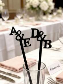 Acrylic Personalized Wedding Stir Sticks - Wedding Party Decor, Daily Home Use, Wedding Stir Sticks (Gold) - Multicolor - View 3