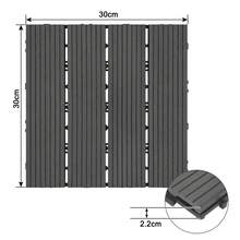 Dalles de terrasse en WPC 30x30cm pour balcon, lot de 11 avec système de clipsage, 1㎡ de revêtement de balcon, dalles de sol pour balcon et jardin, gris foncé/gris clair/marron/marron café - 11 pièces de 30*30 cm - Voir 12