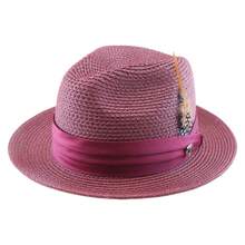 Men's Straw Fedora Hat With Satin Band & Feather, Breathable Woven Summer Casual Sun Hat For Beach And Daily Wear Father's Day Gifts - Olive Green - View 6