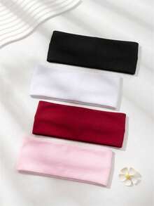4/3/1pc Women's Pure Cotton Headband, Non-Slip Elastic Wide Hairband, Suitable For Yoga, Sports, Running, Makeup, Fitness, Hair Accessory, Hair Knot Bow - Multicolor - View 6