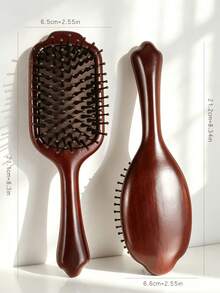 1pc/2pcs/Detangling Hair Brush With Scalp Massage, Natural Sandalwood Air Cushion Comb, Includes Spare Teeth, Ins Style Natural Wood Dark Brown Square/Round Air Cushion Brush, High Elasticity Cushion Buffer/Smooth Round Tip Teeth/Soothing/Stress Relief/Anti-Itch Hair Combing|Suitable For Long, Straight, Curly Hair|Daily Hair Care/Birthday Gift For Best Friend Or Girlfriend/Valentine's Day Gift/Home & Dorm Essential/Hair Salon Essential - Cloud Cushion Comb - View 3
