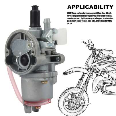 Bộ chế hòa khí xe máy 2 thì cho 43cc 47cc 49cc 50cc Mini ATV Quad Dirt Bike Pocket Bike, phụ tùng hệ thống nhiên liệu động cơ