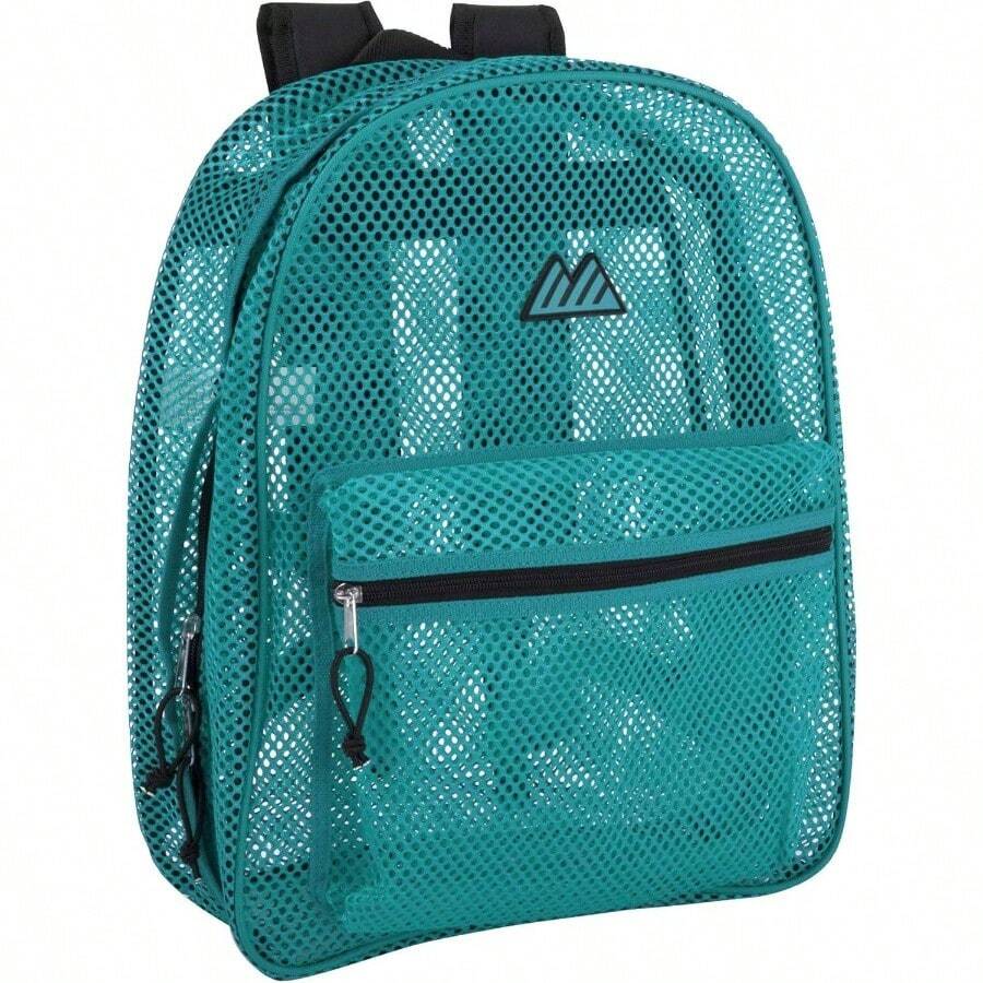 Mochilas coloridas de malla transparente con correas acolchadas para nios, adultos, escuela, playa y viajes - Aguamarina - Ver 1