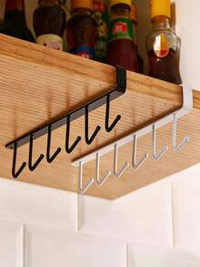 [1 pieza estante de almacenamiento colgante que ahorra espacio] 1 pieza gancho moderno de doble hilera para montaje en pared, sin necesidad de taladrar, resistente, fácil de instalar, adecuado para cocina, baño y dormitorio. Estante de almacenamiento con soporte para tazas colgante. - Multicolor - Ver 6