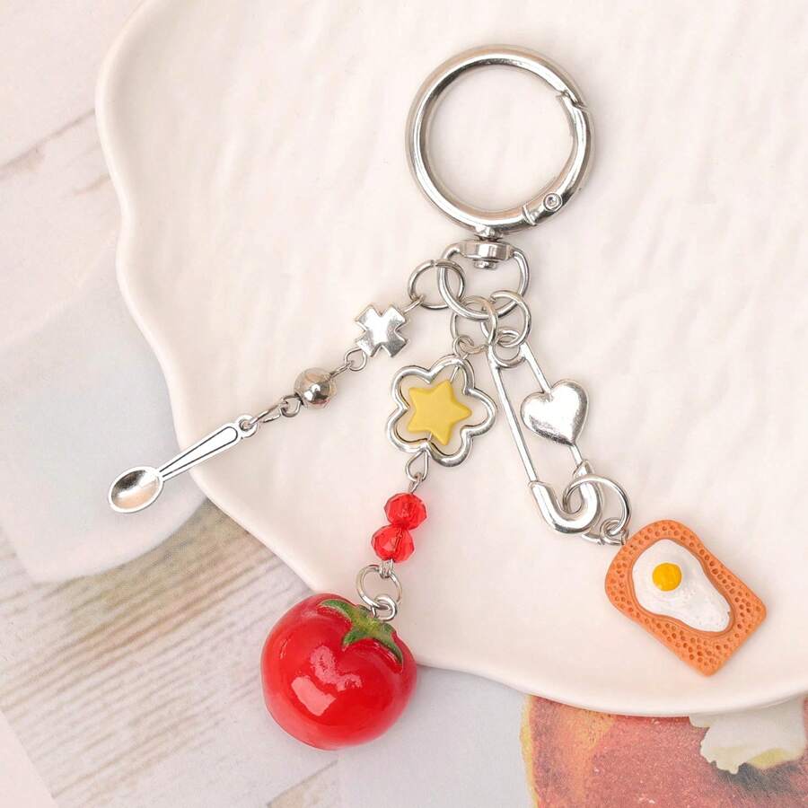 1 chiếc móc khóa cà chua vui nhộn mới cho nữ, charm điện thoại trái cây dễ thương cá nhân hóa, mặt treo túi - Nhiều màu - Xem 1