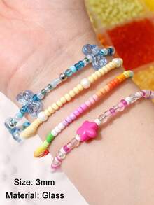 5200 piezas/Caja Cuentas de vidrio de 24 rejillas Kit de fabricación de joyas DIY, adecuado para pulseras de mujer y regalos festivos - caja de 24 compartimentos - Ver 5