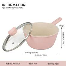 ABKOK Bộ 1/2 chảo chống dính 18cm - Thiết kế tiết kiệm không gian, phù hợp cho người độc thân và các cặp đôi, chảo và bộ dụng cụ nấu ăn được bán riêng lẻ. - Hồng - Xem 14