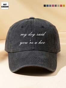 1pc Men's & Women's Spring/Summer/All-Season Sun Protection Black & Multi-Color "My Dog Said" Print Outdoor Casual Fashion Adjustable Size Washed Baseball Cap Dad Hat, Versatile Minimalist Style For Daily Wear, Fishing, Gift - A - View 12