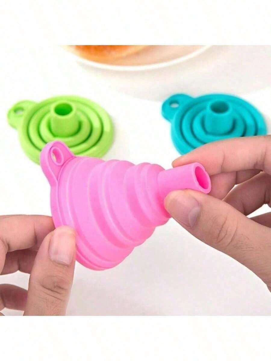 Foldable Mini Blue Funnel, Suitable For Home, Plastic Funnel For Oil Pans, Silicone Funnel For Kitchen Supplies And Outdoor Camping