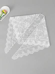 1件女款刺繡優雅三角披肩，柔軟花卉刺繡三角披肩，腰巾與披肩雙用，溫柔風格外套，復古藝術外套披肩，女款通勤極簡配件 - 白色-SJJ122 - 查看 5
