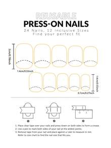 Elevate Your Style, 24pcs Square Press-On Nail Set, Suitable For Party & Date Nails, Christmas Nails, Valentine's Day Gift, Perfect Nail Supplies For Women And Girls, Includes 1 Nail File And 1 Jelly Glue - Multicolor - View 4