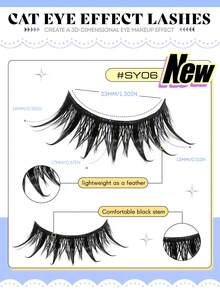 GROINNEYA 7 Pairs Comic Wet Eyelashes Cartoon Style Pointed Cat Eye False Eyelashes Natural Anime False Lashes, Delicate Korean Makeup Lashes, Japanese Cosplay False Lashes, Thick Dramatic False Eyelashes - Black - View 5