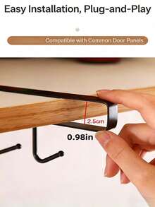 [1 pieza estante de almacenamiento colgante que ahorra espacio] 1 pieza gancho moderno de doble hilera para montaje en pared, sin necesidad de taladrar, resistente, fácil de instalar, adecuado para cocina, baño y dormitorio. Estante de almacenamiento con soporte para tazas colgante. - Multicolor - Ver 7