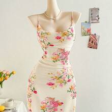 dahkjdgajy  Vestido corto de mujer con tirantes finos y cuello drapeado en degradado de color, adecuado para la playa, el estilo occidental, festivales de música, vacaciones de verano y estilo bohemio - Multicolor - Ver 8