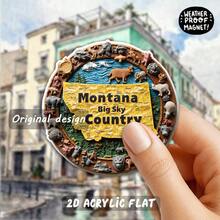 2D Flat Acrylic Refrigerator Magnet, Dishwasher Magnet, Halloween, Christmas, Pride And Adventure Theme - Detailed State Map With "Big Sky Country" Text And Wildlife Icons - Perfect For Travel Lovers, Nature Enthusiasts, Father's Day And Graduation Gifts. - A - View 5