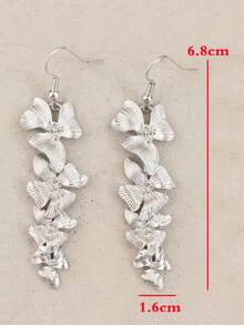 1 Pair Minimalist Long Exquisite Creative Floral Plant Alloy Women's Dangle Earrings - Silver - View 2