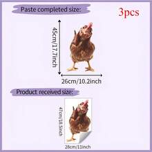 1/3/5pcs 3D Effect Funny Tilting Head Hen Static Window Cling, 45x26cm Self-Adhesive Reusable Sticker, Suitable For Glass Window Door Mirror Wall, Spoof Funny Farmhouse Home Decoration, Perfect Housewarming Gift For Animal Lovers & Home Decor. - Multicolor - View 10