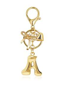 Sparkling Initial Letter Keychain With Heart And Bow Decoration, Stainless Steel Letter Key Ring For Handbags, Fashionable Alloy Keychain Ring, Bag Backpack Charm Car Key Fob, Perfect Accessory For Women's Daily Use, Couple Gift, Classic Simple Keychain, Decoration, Bag Accessory, Suitable For Friends, Family, Couples, Girlfriend, Important Gift, Holiday Souvenir - Multicolor - View 18