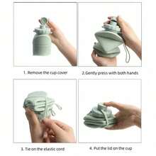 Aesthetic 600ml Silicone Folding Water Bottle - Leakproof Portable Reusable Cup & Motivational Motivational Sports Flask For Travel & Gym - 綠色 - 查看 2