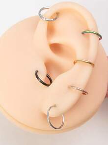 1/5PCS 316L Stainless Steel Minimalist Hinged Segment Ring Closure Ring Seamless Nose Ring/Earring, Non-Fading For Men And Women Body Piercing, Suitable For Different Piercing Positions And Style Needs - Multicolor - View 11