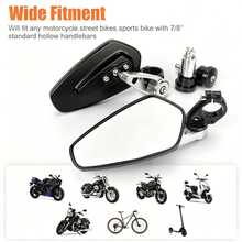1 par de espejos retrovisores de extremo de manillar de motocicleta, espejos reflectantes convexos de manillar de motocicleta de montaña, accesorios de motocicleta para vehículo eléctrico - A - Ver 7