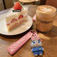 Miniso 迪士尼動物方舟朱蒂兔粉色矽膠鑰匙圈，柔軟觸感卡通包飾，可愛極簡手提包吊飾，旅行行李箱吊牌配件，汽車鑰匙扣裝飾，日常攜帶禮物 - 樣式 1 - 查看 5