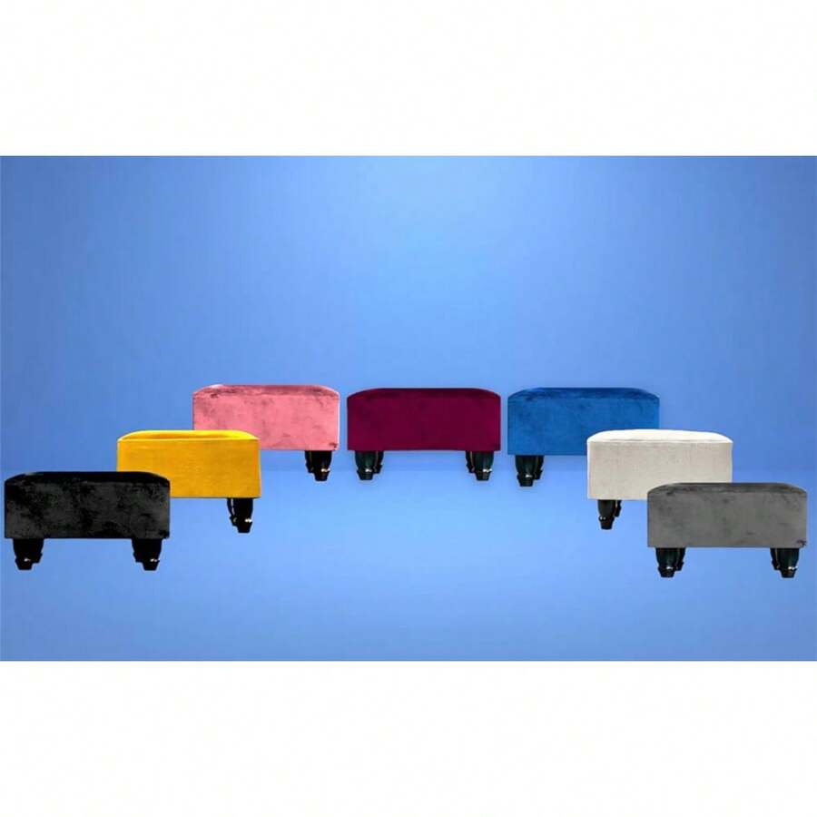 Rectangular Linen Ottoman Footstool With Wooden Legs For Home Use - 貂 - 查看 1