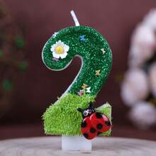 1件 0-9數字生日蠟燭 綠色草地森林氛圍 瓢蟲與花朵 手作創意新款 蛋糕裝飾 氛圍生日數字蠟燭 適合首歲慶祝生日派對主題 - 查看 23