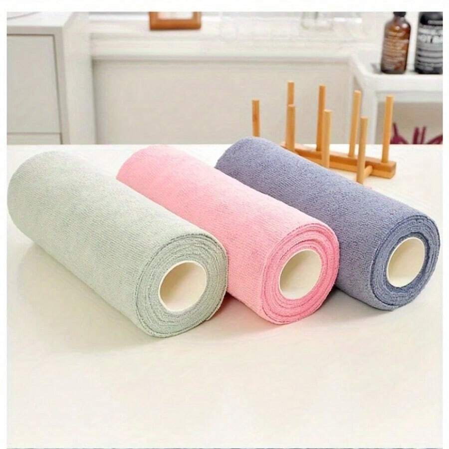 1 Roll Washable Kitchen Towels, Reusable Cleaning Cloth Roll, Multi-Purpose, Durable And Soft, Suitable For Kitchen, Bathroom, Car And Office Cleaning, Paper Towel Alternative