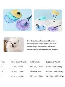 1pc Customizable Name Tie-Dye Gradient Pet Bucket Hat, Ear-Exposed Design Anti-Choke Style For Cats And Dogs, Adjustable Drawstring Sun Protection Hat, Suitable For Outdoor Wear, Summer Pet Outfit Accessory, Daily Photo Prop - Multicolor - View 4