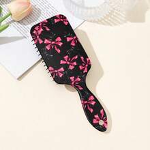 1pc Colorful Pink & Black Bow Print Air Cushion Hair Brush, High Crown Volumizing Detangling Air Cushion Comb, Anti-Static Scalp Massage Brush, Portable Home Hair Care Styling Comb, Sweet & Cool Style - Multicolor - View 12