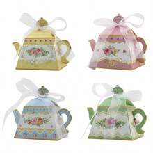 12-Piece Retro Teapot-Shaped Floral Gift Box Set (With Ribbon) - Requires Assembly; Paper Gift Packaging; Can Be Used As A Versatile Table Decoration - Multicolor - View 11