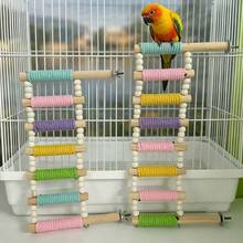 1pc Colorful Rope Braided Parrot Ladder Perch, Macaron Style Climbing Toy Bird Swing, Multi-Level Interactive Bird Cage Accessory, Suitable For Budgies And Parrots, All Seasons - View 8