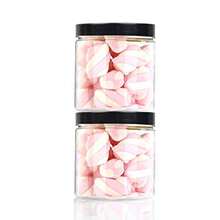 14oz 420ml 12 Pack Empty Clear Wide Mouth Plastic Jars with Smooth Lids and Labels - Round PET Containers for Food Storage and Dry GoodsCraft and More - BPA Free (Black Lids) - Tapas negras negras - Ver 6